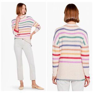 NIC+ZOE Happy Hues Sweater Rainbow Striped Cotton Blend Women's Size XL